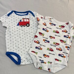 Rococo - 3M Baby Train Print Short Sleeve Bodysuits/Onesie Tops